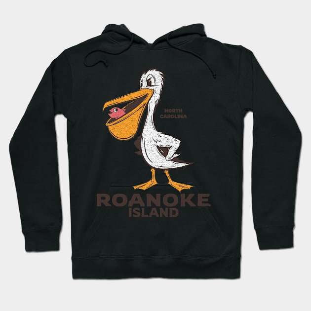 Roanoke Island, NC Summertime Vacationing Pelican & Fish Hoodie by Contentarama